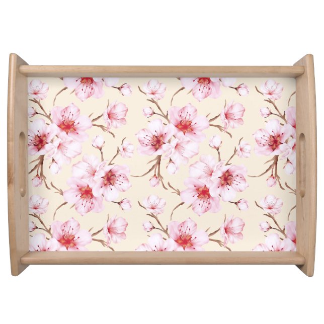 Floral Cherry Blossoms Pink  Serving Tray (Front)