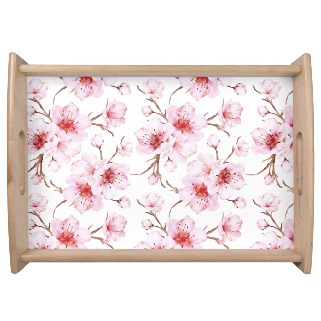 Floral Cherry Blossoms Pink  Serving Tray (Front)