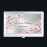 Floral Cherry Blossoms Pink Silver Case For Business Cards<br><div class="desc">To find the matching business card, please click on: BUSINESS CARDS /CHERRY BLOSSOMS. To find other matching business products, please click on: OFFICE & BUSINESS/ CHERRY BLOSSOM. Pretty pink cherry blossoms on a silver background. Customize it in an elegant font. Fitting for makeup artists, spa, landscaping, wedding planners, event planners,...</div>