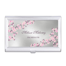 Floral Cherry Blossoms Pink Silver