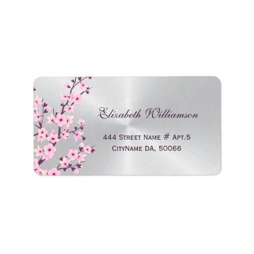Floral Cherry Blossoms Pink Silver Label