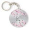 Floral Cherry Blossoms Pink Silver Monogram