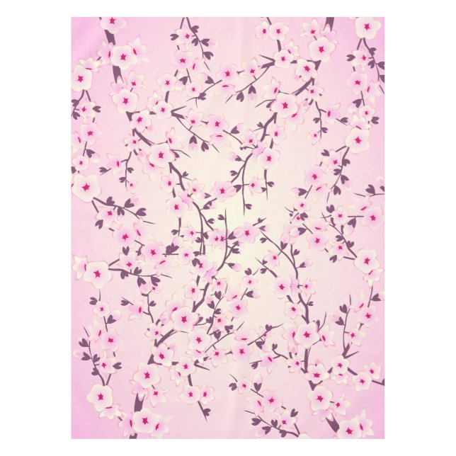 Floral Cherry Blossoms Pink Table Cloth (Front)
