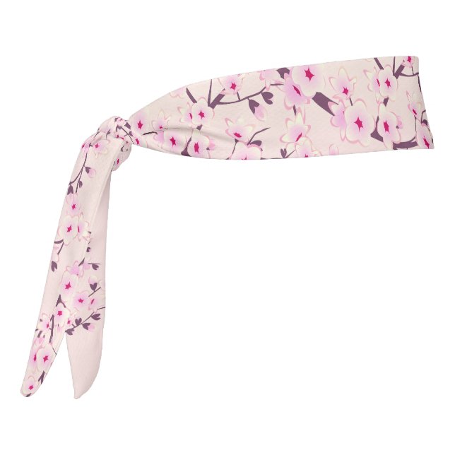 Floral Cherry Blossoms Pink Tie Headband (Rotate 270)
