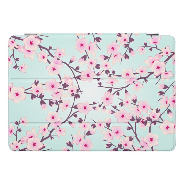 Floral Cherry Blossoms Pink Turquoise  iPad Pro Cover (Horizontal)