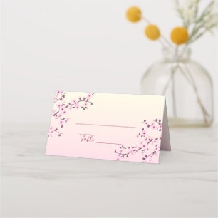 Floral Cherry Blossoms Pink Wedding Place Card
