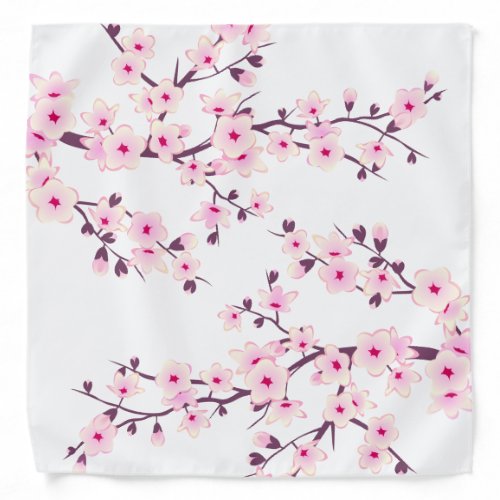 Floral Cherry Blossoms Pink White Bandana