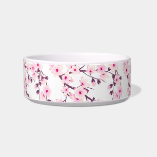Floral Cherry Blossoms Pink White Bowl