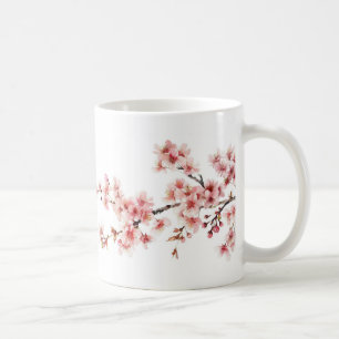 Floral Cherry Blossoms Pink White Coffee Mug