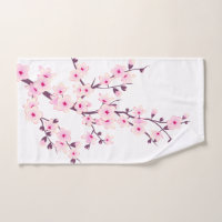 Floral Cherry Blossoms Pink White Wash Cloth, Zazzle