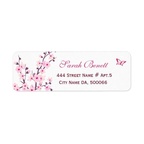 Floral Cherry Blossoms Pink White Label
