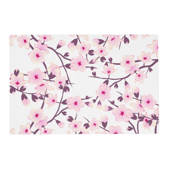 Floral Cherry Blossoms Pink White Placemat | Zazzle.com