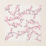 Floral Cherry Blossoms Pink White Scarf<br><div class="desc">This feminine coquette aesthetic scarf features pretty pink cherry blossoms on a white background. The design is transparent. Please click on "edit this design" if you want to change the color of the background.</div>