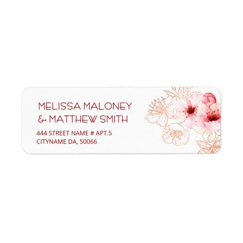 Floral Cherry Blossoms Pink White |  Wedding Label