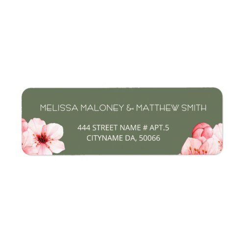 Floral Cherry Blossoms Pink White | Wedding Label