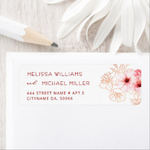 Floral Cherry Blossoms Pink White Wedding Label