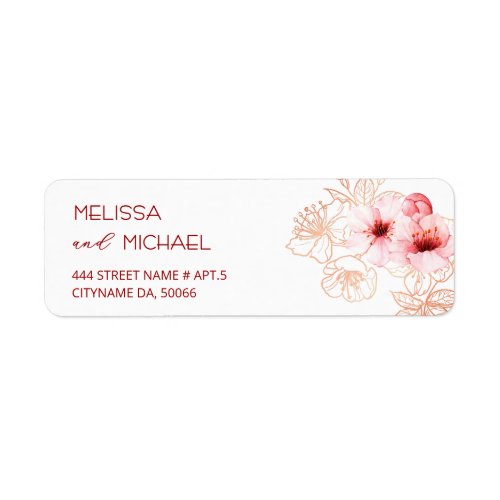 Floral Cherry Blossoms Pink White | Wedding Label