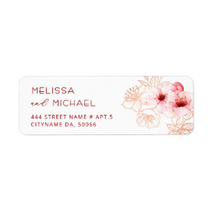 Floral Cherry Blossoms Pink White Wedding Label