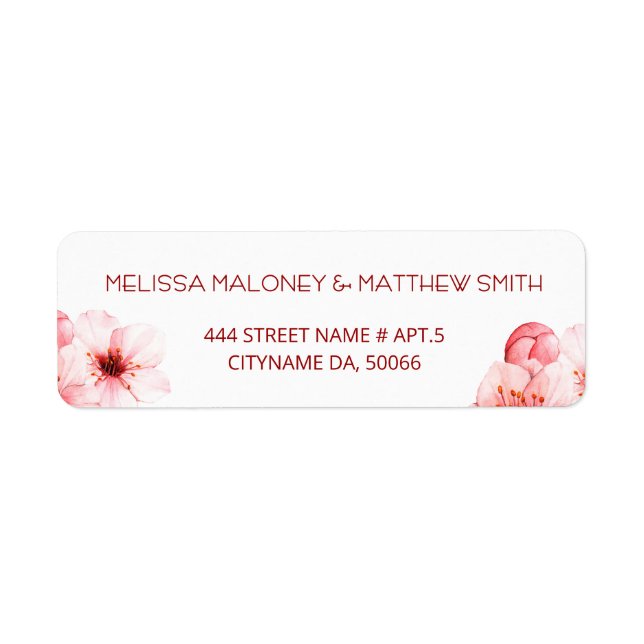 Floral Cherry Blossoms Pink White |  Wedding Label (Front)