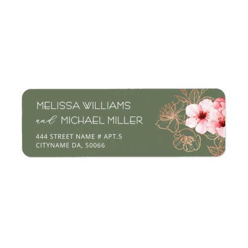 Floral Cherry Blossoms Pink White | Wedding Label