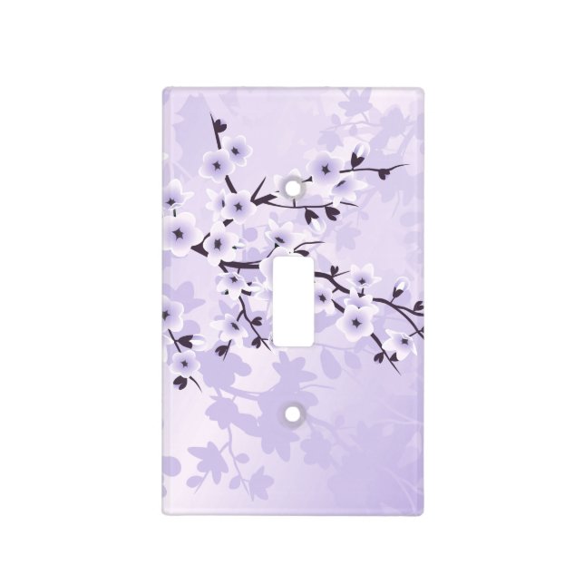 Floral Cherry Blossoms Purple Light Switch Cover (Front)
