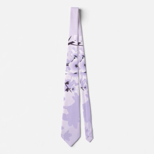 Floral Cherry Blossoms Purple Neck Tie
