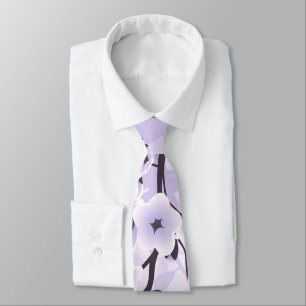 Floral Cherry Blossoms Purple Neck Tie