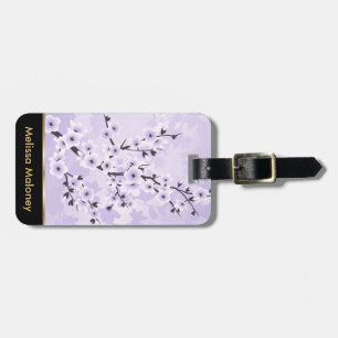 Floral Cherry Blossoms Purple Personalize Luggage Tag