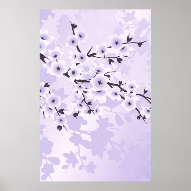 Floral Cherry Blossoms Purple Poster (Front)