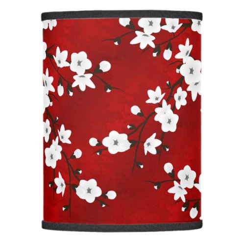 Floral Cherry Blossoms  Red  And White Lamp Shade