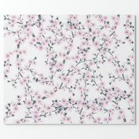 Blush pink Sakura CHerry Blossom Japanese Wrapping Paper, Zazzle