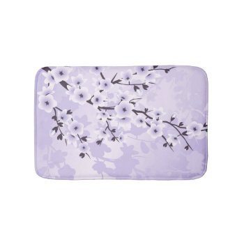 Floral Cherry Blossoms Sakura  Purple Bathroom Mat by NinaBaydur at Zazzle