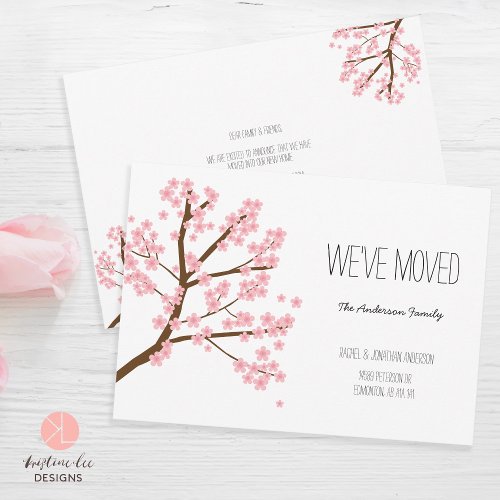 Floral Cherry Blossoms Sakura Tree Weve Moved Invitation