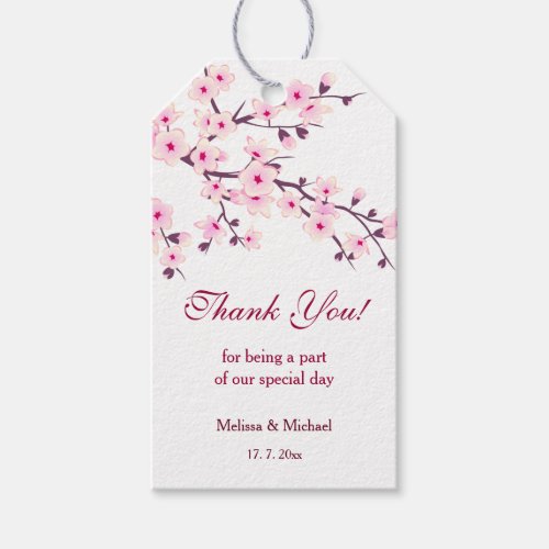 Floral Cherry Blossoms Thank You Gift Tags