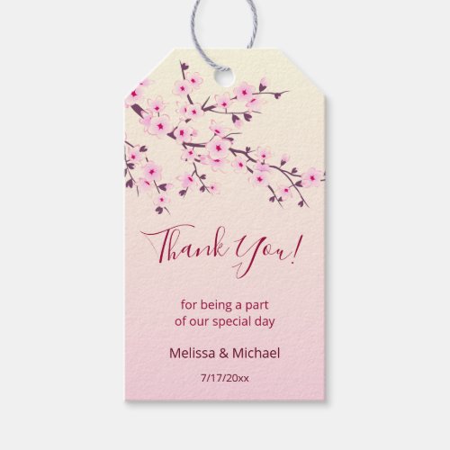 Floral Cherry Blossoms Thank You  Gift Tags