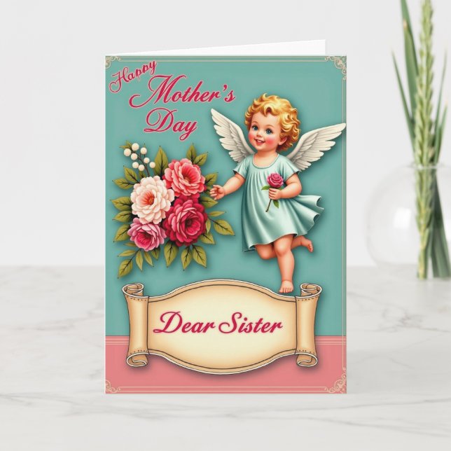 Floral Cherub Mothers Day Card (Front)