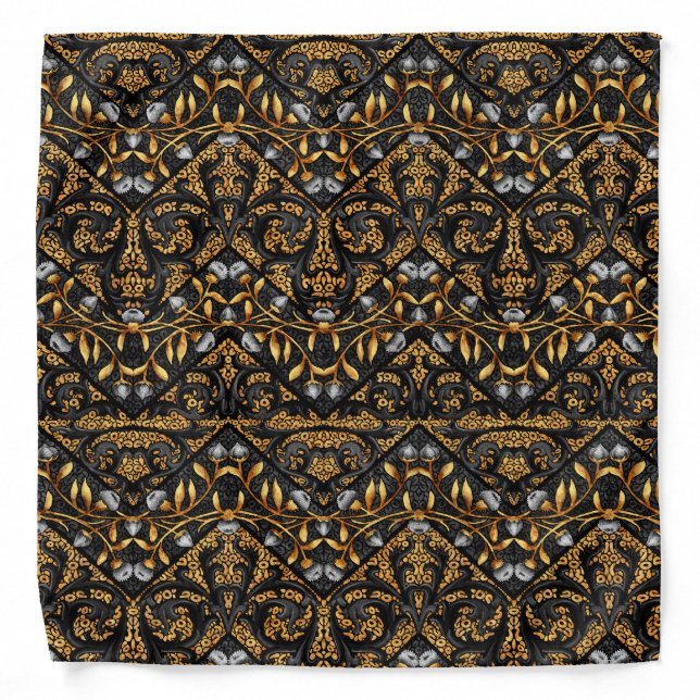Floral Chevron Paisley Filigree ZigZag Flowers Bandana (Front)