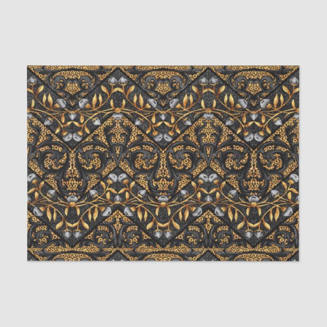 Floral Chevron Paisley Filigree ZigZag Flowers Tissue Paper (Front)