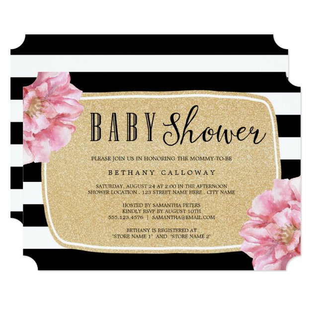Floral Chic Baby Shower Invitation / Champagne