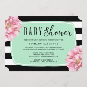 Floral Chic Baby Shower Invitation / Mint