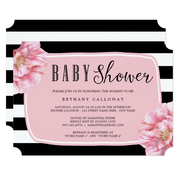 Floral Chic Baby Shower Invitation / Pink