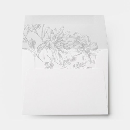 Floral Chic Black White Green RSVP Wedding Envelope