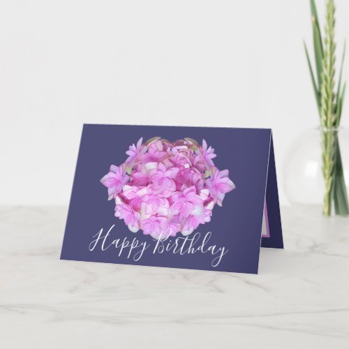 Floral Chic Bouquet Pink Hydrangea Floral Birthday Card