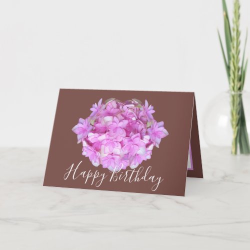 Floral Chic Bouquet Pink Hydrangea Floral Birthday Card