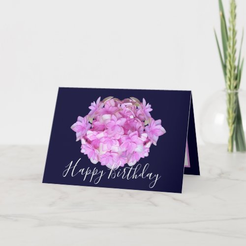 Floral Chic Bouquet Pink Hydrangea Floral Birthday Card