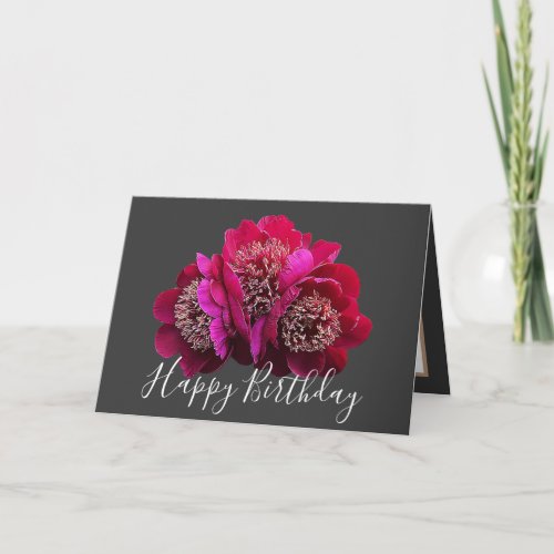 Floral Chic Bouquet Red Peonies Floral Birthday Card