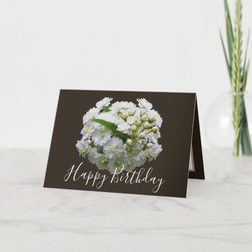 Floral Chic Bouquet White Spirea Floral Birthday Card