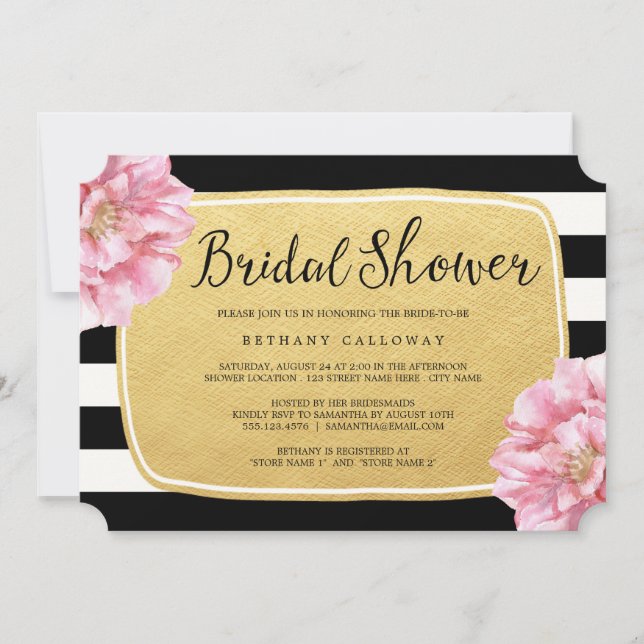 Floral Chic Bridal Shower Invitation / Gold (Front)