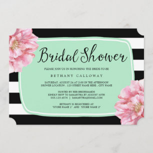 Floral Chic Bridal Shower Invitation / Mint