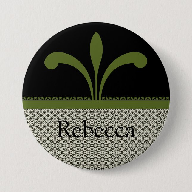 Floral Chic Button, Olive Green Button (Front)